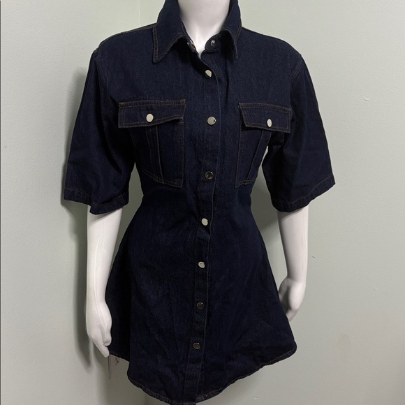 Petal & Pup Rev Mini Short Sleeve Button Denim Dress Size Small NEW - Picture 5 of 15